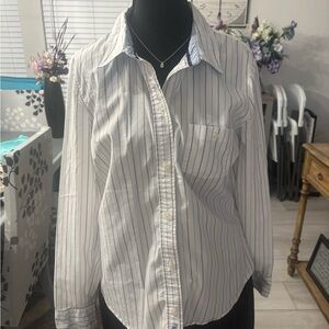 Old Navy White and Blue Striped Shirt